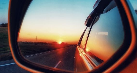 rearview, sunset