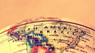 CDCROP: South America close up on globe (Shutterstock)