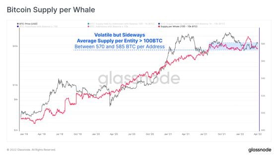Bitcoin supply by large holders (Glassnode)