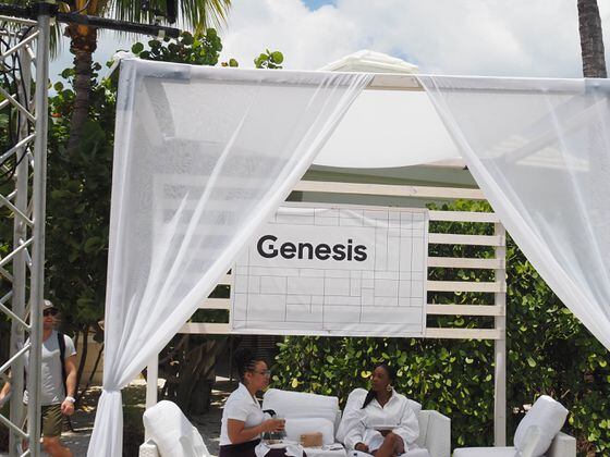 A Genesis booth at the FTX conference in the Bahamas (Danny Nelson/CoinDesk)