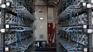 Bitmain Antminer S19 Hydro mining rigs installed at a facility in Washington state. (Eliza Gkritsi/CoinDesk)