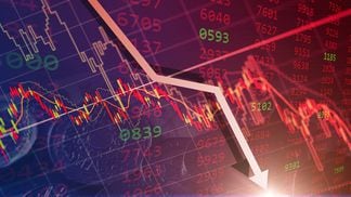 CDCROP: Bearish stock financial, bear market chart falling prices down turn from global economic and financial crisis. (Getty Images)