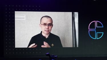 Binance's Changpeng "CZ" Zhao speaking virtually at Consensus 2022. (Shutterstock/CoinDesk)