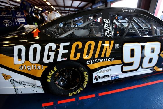 The #98 Dogecoin/Reddit.com Ford, driven by Josh Wise, 2014.
