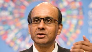 Tharman Shanmugaratnam, minister in charge of the Monetary Authority of Singapore says the central bank is assessing stablecoin regulations. (Handout/Getty Images)