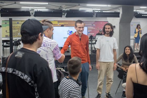 Ethereum co-founder Vitalik Buterin (center) at the Kyiv Tech Summit. (Alexey.Karpovich/Kyiv Tech Summit)