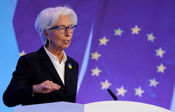 FRANKFURT AM MAIN, GERMANY - MARCH 10: European Central Bank (ECB) President Christine Lagarde speaks during a press conference following the meeting of the Governing Council of the European Central Bank on March 10, 2022 in Frankfurt am Main, Germany. The European Central Bank announced it will wind down asset purchases faster than planned as it assesses the economic fallout from Russia’s invasion of Ukraine. (Photo by Ronald Wittek - Pool/Getty Images)
