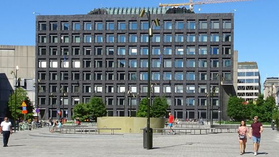Facade of the Swedish central bank facing Brunkebergstorg, Stockholm