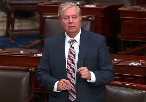 Sen. Lindsey Graham is one of three sponsors  of the LAED Act and the main sponsor of the EARN IT Act. (Sen. Graham's website/Youtube) 