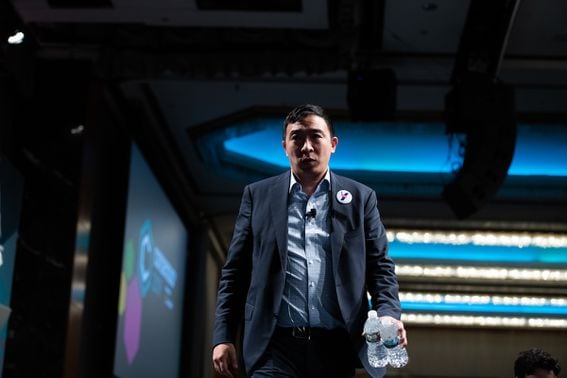 Andrew Yang speaks at Consensus 2019. (Image via CoinDesk archives)