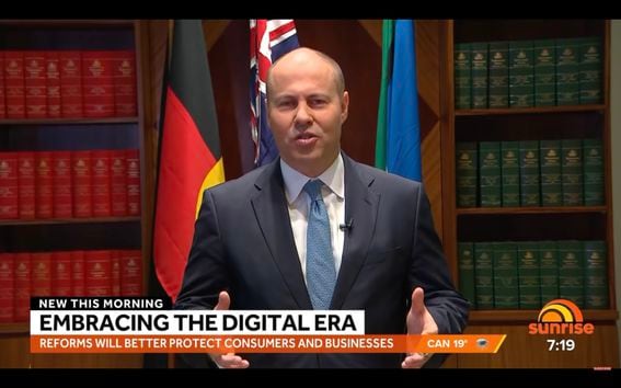 Australian Treasurer Josh Frydenberg speaking ot 7News Australia on Dec. 8, 2021. (Screenshot: CoinDesk)