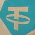 Tether 's logo painted on a wooden background.
