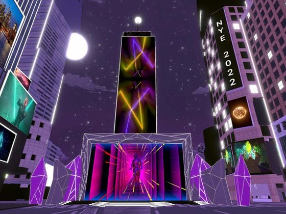 The main square for NYE in Decentraland.