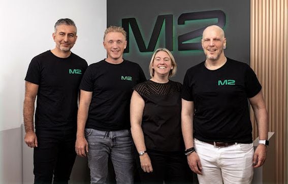 The M2 platform is headed by (from left) Arash Saidi, Chief Legal Officer; Stefan Kimmel, Chief Executive; Lynsey Copping, Chief Financial officer; and Andre Pemmelaar, Chief Product Officer.