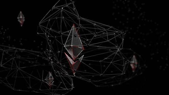 3D illustration of a network of ethereum