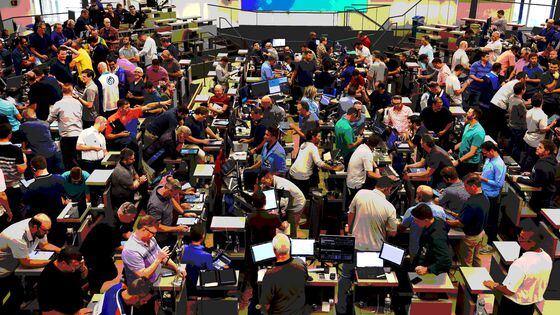 An exchange trading floor (Getty Images/modified by CoinDesk)