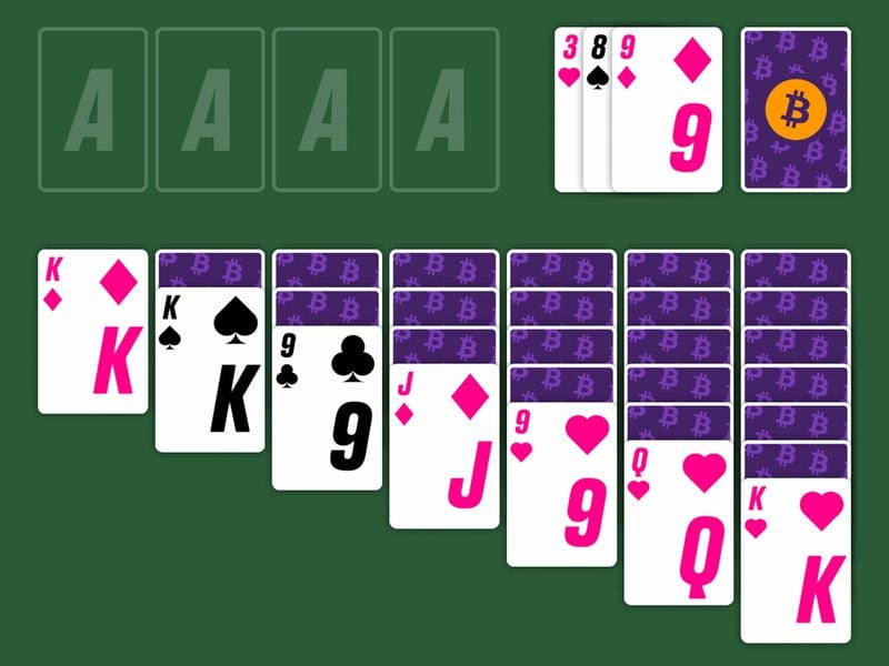 THNDR's Club Bitcoin: Solitaire mobile game-play layout (THNDR Games)