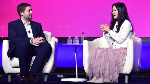 Michael Sonnenshein, CEO, Grayscale Investments and Laura Shin, Podcast host and author, Unchained (Shutterstock/CoinDesk)
