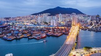 Skyline of Busan Metropolitan City with high view, in the blue hour (Getty Images)