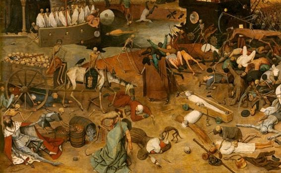 "The Triumph of Death" (Detail), a depiction of infectious plague, war, and pestilence, by Peter Breughel the Elder, ca. 1562. Collection of the Museo del Prado, Spain. (Wikimedia Commons)