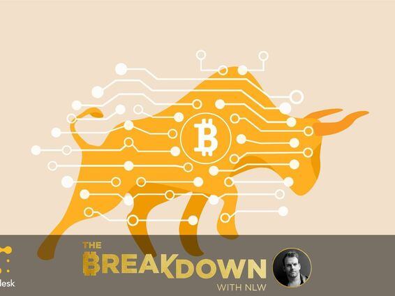 Illustration of an orange bull, with a bitcoin logo and styled circuit lines, as NLW discusses details about the bitcoin price action in the past as well as looking at the current macro environment. Don’t worry!