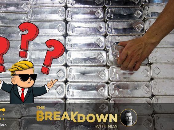 Bars of 100-ounce silver with WallStreetBets character overplayed with some question marks above.