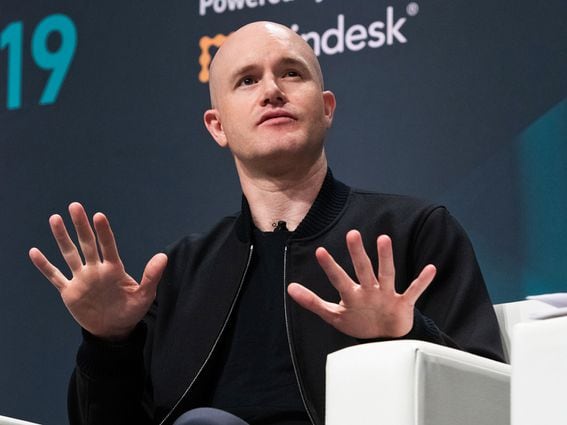 Chief Executive Officer Brian Armstrong of Coinbase speaks at Consensus 2019 (CoinDesk)