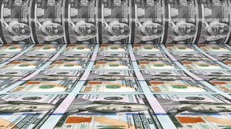 Money Printing 100 US Dollar Banknotes Illustration. 3D render