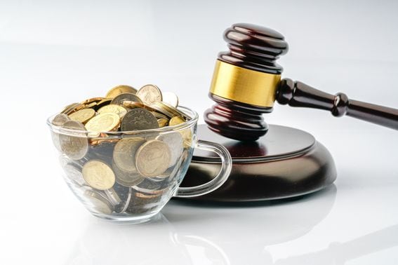 gavel and coins