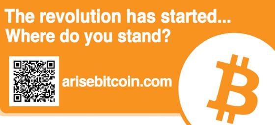  Design of the bitcoin billboard going up in 40 locations in the Bay Area.