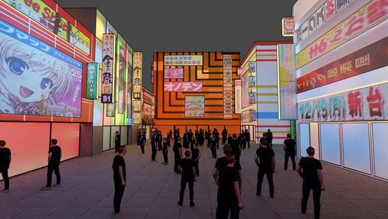 A shopping district in Decentraland's metaverse (Republic Realm)