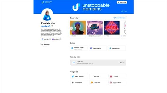 Unstoppable Domains profile (Unstoppable Domains)