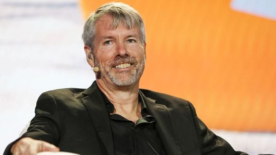 MicroStrategy executive chairman Michael Saylor speaks at the Bitcoin 2021 Convention (Joe Raedle/Getty Images)