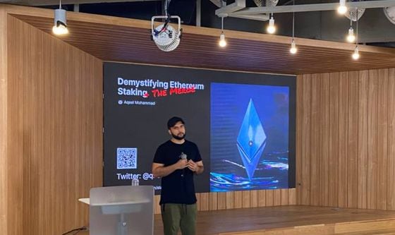Ethereum Foundation's Aqeel Mohammad ended the event with a session on the upcoming Merge. (CoinDesk)