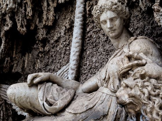 One of the four fountains on the Four Fountains crossroads representing the goddess Juno, Rome, Italy