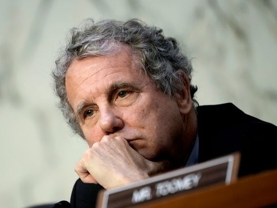 CDCROP: Committee chairman Sen. Sherrod Brown (D-OH) listens during a Senate Banking, Housing, and Urban Affairs Committee hearing on Capitol Hill September 22, 2022 in Washington, DC. (Drew Angerer/Getty Images)