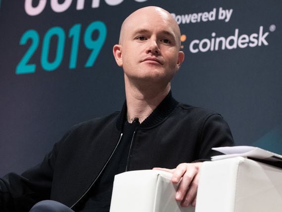 Coinbase CEO and co-founder Brian Armstrong speaks at Consensus 2019. (CoinDesk)
