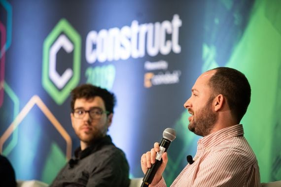 Casa CTO Jameson Lopp (right) speaks at Consensus 2019.