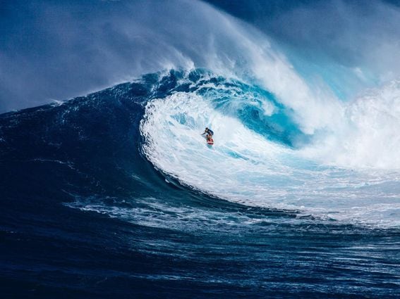 Surfer, rough sea, wave