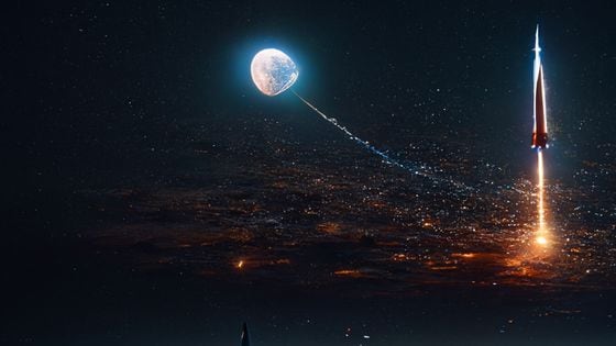 AI Artwork Rocket launching into space (Midjourney/CoinDesk)