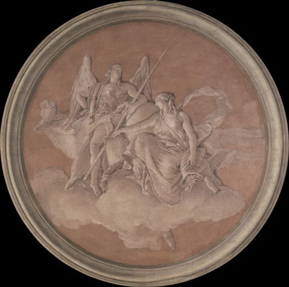 Allegorical figures representing virtue and abundance, 1760
