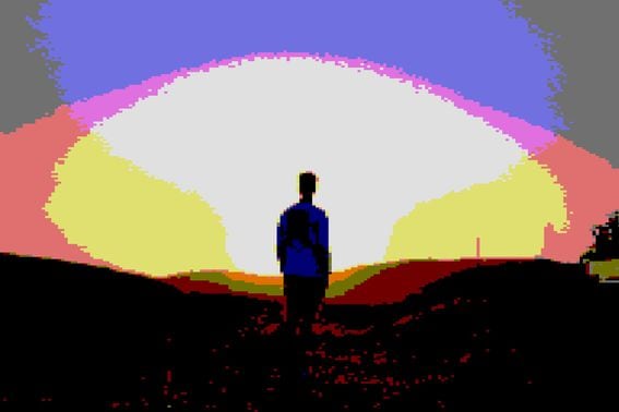 lone man, sunset