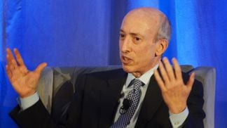 Chair Gary Gensler's U.S. Securities and Exchange Commission confirmed its bitcoin ETF hack was a "SIM swap." (Jesse Hamilton/CoinDesk)