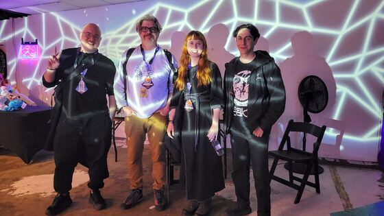 From left: Mat Dryhurst, the author, Holly Herndon and Dan Keller at ETHDenver (photographer unknown)