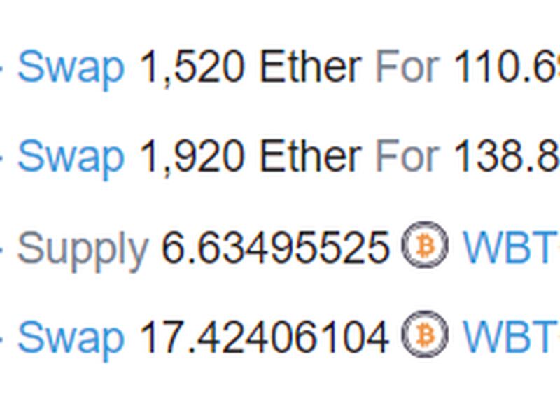 Over 4,000 ether were converted to wrapped bitcoin (wBTC), and then to rentBTC. (Etherscan)