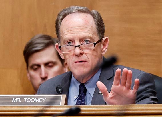 U.S. Sen. Patrick Toomey introduced the "Stablecoin TRUST Act" on Wednesday. (Jonathan Ernst-Pool/Getty Images)