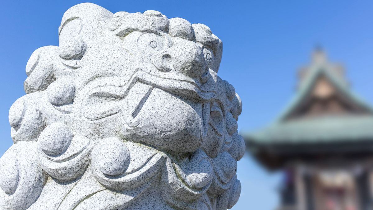 Komainu are part-lions statues that are usually placed at the entrance of several Shinto temples.  (Shutterstock)