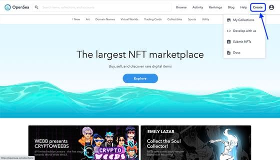 OpenSea NFT marketplace built on Ethereum