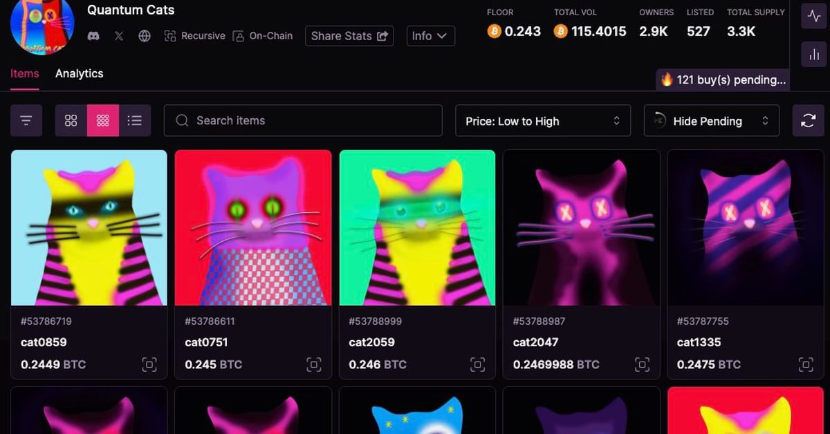 Bitcoin NFTs ‘Quantum Cats’ Fetching 0.24 BTC ($10K+) on Magic Eden Marketplace
