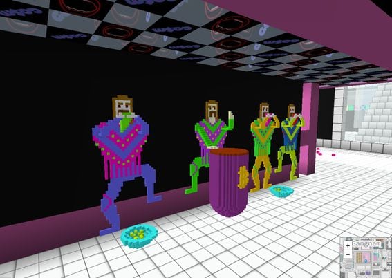 IN AND OUT: Cryptovoxels, home to a recent party for the socially distanced. (Credit: Cryptovoxels)